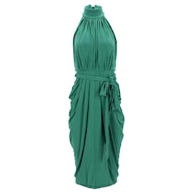 Tommy Hilfiger-Tommy Hilfiger Womens Zendaya Halter Neck Dress in Green Acetate-Green