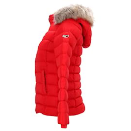 Tommy Hilfiger-Tommy Hilfiger Womens Essential Hooded Down Jacket in Red Polyester-Red