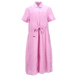 Tommy Hilfiger-Tommy Hilfiger Vestido midi de lino para mujer en lino rosa-Rosa
