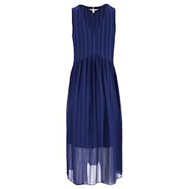 Tommy Hilfiger-Tommy Hilfiger Womens Textured Stripe Chiffon Dress in Blue Polyester-Blue