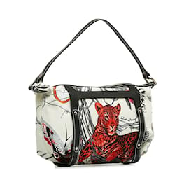 Salvatore Ferragamo-Leopard Print Nylon Handbag AU-22 6192-White