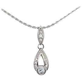 Dior-Rhinestone Pendant Necklace-Silvery