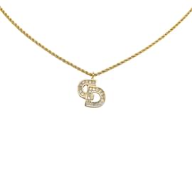 Dior-Collar con colgante de diamantes de imitación y logo-Dorado