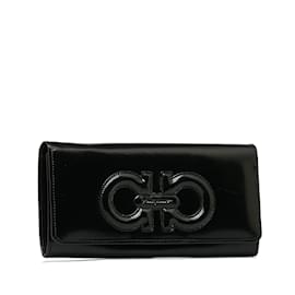 Salvatore Ferragamo-Salvatore Ferragamo  Gancini Leather Long Wallet Leather Long Wallet in Good condition-Black