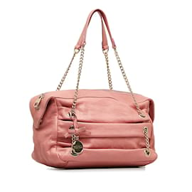 Valentino-Leather Chain Shoulder Bag-Pink