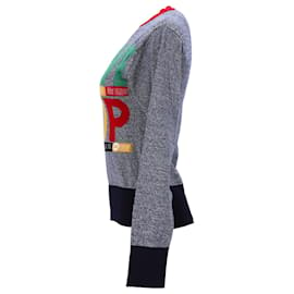 Tommy Hilfiger-Damen-Pullover mit Grafik aus reiner Baumwolle-Blau