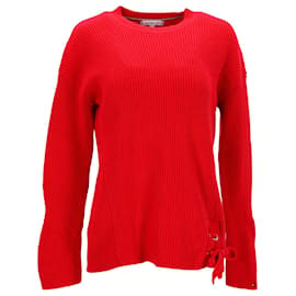 Tommy Hilfiger-Damen-Pullover mit selbstbindendem Band-Rot
