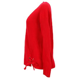 Tommy Hilfiger-Jersey con cinta anudada para mujer-Roja