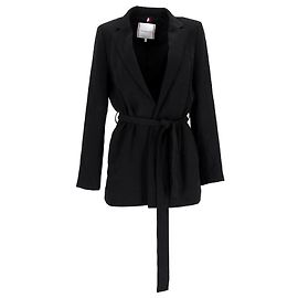 Tommy Hilfiger Womens Self Tie Belt Crepe Blazer Black