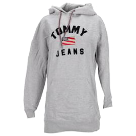 Tommy Hilfiger-Tommy Hilfiger Vestido con capucha y detalle de logo para mujer en algodón gris-Gris