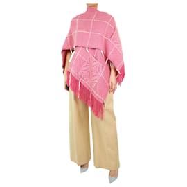 Autre Marque-Pink knitted fringed cape - One size-Pink