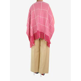 Autre Marque-Mantella rosa con frange in maglia - Taglia unica-Rosa