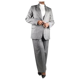 Claudie Pierlot-Grey tailored pleated trousers and blazer set - size UK 12-Grey