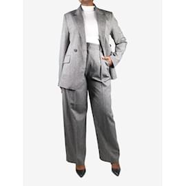 Claudie Pierlot-Grey tailored pleated trousers and blazer set - size UK 12-Grey