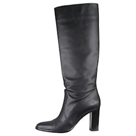 Gianvito Rossi-Black block heel knee-high leather boots - size EU 41-Black