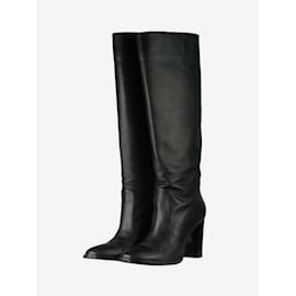Gianvito Rossi-Black block heel knee-high leather boots - size EU 41-Black