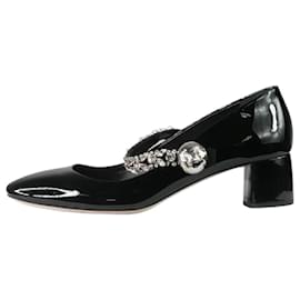Miu Miu-Escarpins Mary Jane en cristal verni noir - taille EU 38.5-Noir