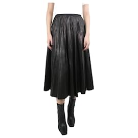 Gucci-Falda midi de piel plisada negra - talla UK 10-Negro