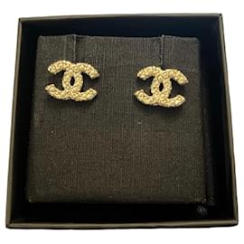 Chanel-Boucles d’oreilles Chanel CC doré-Doré