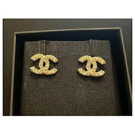 Chanel-Pendientes Chanel CC de oro-Dorado