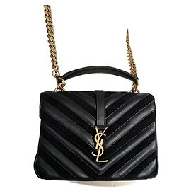Yves Saint Laurent Bolsa média Saint-Laurent College em couro acolchoado Preto