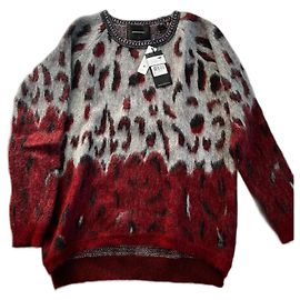 Pull léopard Maison Scotch taille 38/40 Gris Bordeaux
