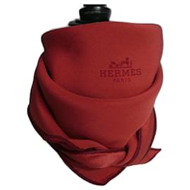 Hermès-HERMES Silk Scarf Burgundy-Dark red