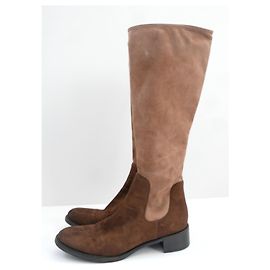 Prada Vintage 90s Two Tone Brown Suede Boots Brown