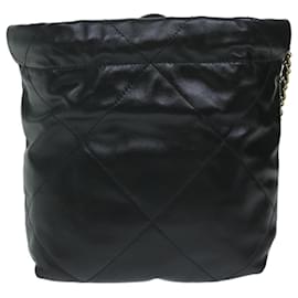 Chanel-Chanel Chanel 22 Bolsa de mão com corrente em couro preto AS3980 Autenticação CC 59889S-Preto