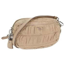 Prada-PRADA Shoulder Bag Leather Beige Auth bs10149-Beige