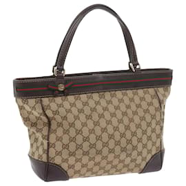 Gucci-GUCCI GG Canvas Web Sherry Line Einkaufstasche Rot Beige Grün 257061 Auth 60154-Rot,Beige,Grün