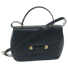 BALLY Sac à Main Cuir Marine Auth 60125 Bleu Marine