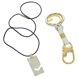 Gucci-Porta-chaves de colar GUCCI de metal 2Definir autenticação ouro prata10239-Prata,Dourado