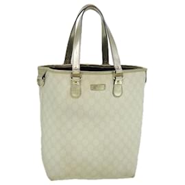 Gucci-GUCCI GG Canvas Tote Bag PVC White 189896 auth 60267-White