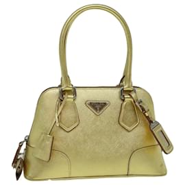 Prada-PRADA Hand Bag Safiano leather Gold Auth 60231A-Golden