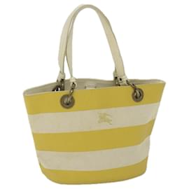 Burberry-BURBERRY Blue Label Tote Bag Canvas Yellow Auth bs10173-Yellow