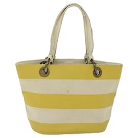 Burberry-BURBERRY Blue Label Tote Bag Canvas Yellow Auth bs10173-Yellow