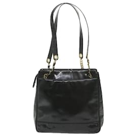 Chanel-CHANEL Chain Shoulder Bag Patent Leather Black CC Auth bs10115-Black