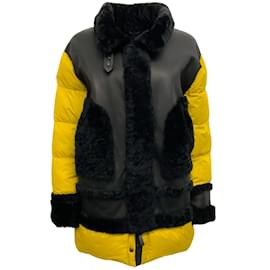 Autre Marque-Henry Beguelin Black / Curry Pacaja Shearling Jacket-Yellow