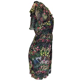 Autre Marque-Giambattista Valli Black Multi Floral Printed Chiffon Dress-Black