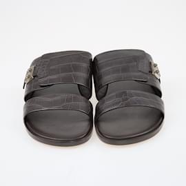 Hermès-Mocha Ionie Matt Mississippiensis Sandals-Other