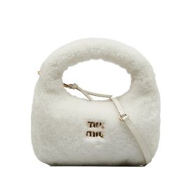 Borsa Miu Miu Mini Shearling Wander bianca Bianco