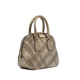 Burberry-Bolsa com alça de pomar de couro marrom Burberry em relevo-Marrom