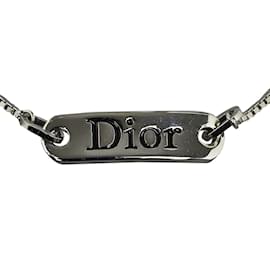 Dior-Silver Dior Logo Plate Bracelet-Silvery