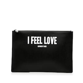 Givenchy-Black Givenchy I Feel Love Leather Clutch-Black