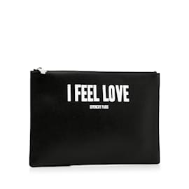 Givenchy-Black Givenchy I Feel Love Leather Clutch-Black