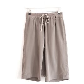 RICK OWENS SS18 Short à dosettes de soie Sisyphus Dust Taupe