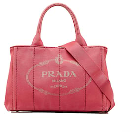 Prada-Pink Prada Canapa Logo Satchel-Pink
