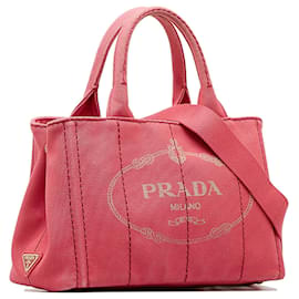 Prada-Sac à main rose Prada Canapa avec logo-Rose
