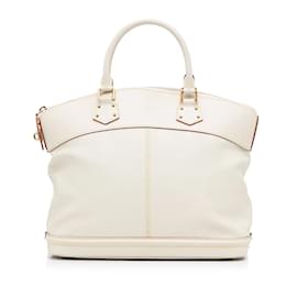 Louis Vuitton-White Louis Vuitton Suhali Lockit MM Handbag-White